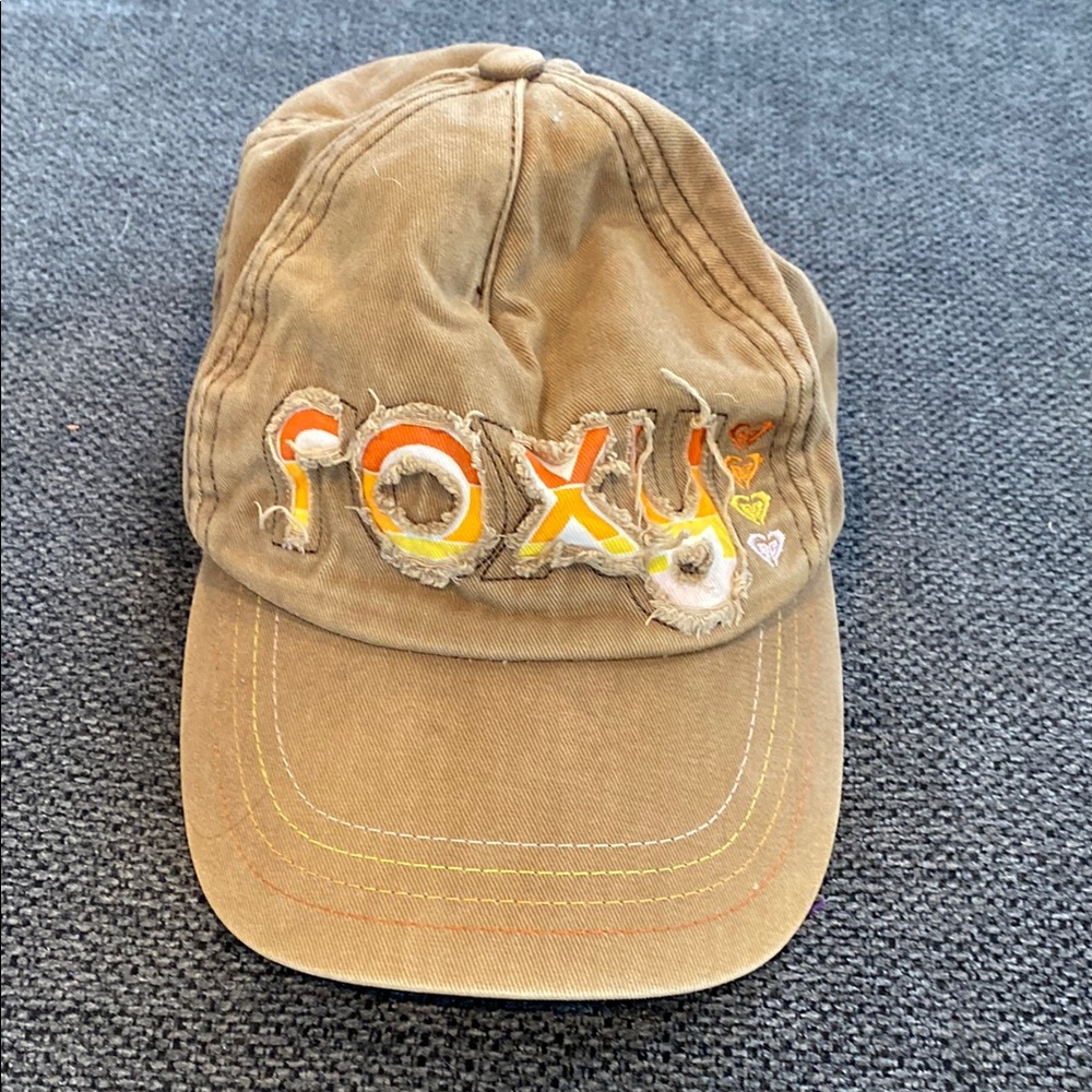 Roxy Brown Embroidered Hat with Yellow and Orange Accents. Unisex Hat.